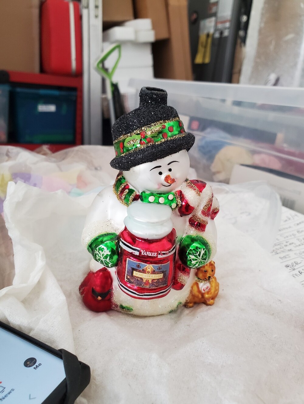 Christopher Radko Yankee Candle Colab Snowman Blown Glass Christmas Ornament - Picture 3 of 13